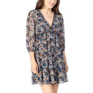 Speechless‎ Floral Babydoll Dress Navy/ Rust S